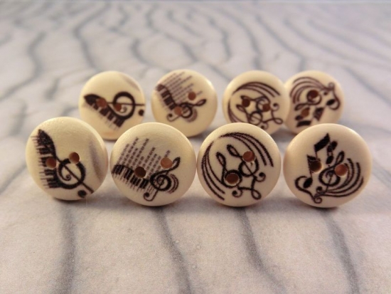 Preview: Noten Notenschlüssel Knopf Ohrstecker Holz Natur